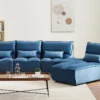 Relaxsofa Elektrisch - Samt - Blau - JUDIE