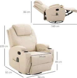HOMCOM Massagesessel Relaxsessel Fernsehsessel Massagefunktion 5 Massage-Modi Liegefunktion Kunstleder Holz Metall Schaumstoff Cremeweiß 84 X 92 X 109 Cm -VIDAXL || HOMCOM Verkäufe 2076bd570ae8d89070b7995cf1d8851a
