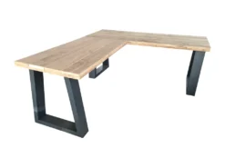 Wood4You Schreibtisch Eckschreibtisch Vancouver Aus Massivholz L Form – Idealer Computertisch, Desk, Bürotisch, Gamingtisch PC Tisch Mit Beingestell Anthrazit – Gerüstholz 180/120Lx70Tx75H