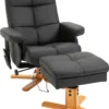 HOMCOM Massagesessel Mit Fußhocker Relaxsessel Fernsehsessel TV Sessel 145°-Neigung Kunstleder Schwarz 80 X 86 X 99 Cm