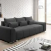 FURNIX Sofa LORETA Couch 3-Sitzer Mit Schlaffunktion Und Bettkasten Loft Classic Design Modern Schwarz MT 99