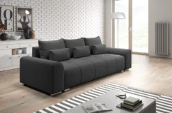 FURNIX Sofa LORETA Couch 3-Sitzer Mit Schlaffunktion Und Bettkasten Loft Classic Design Modern Schwarz MT 99