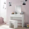 WOHNLING Schminktisch WL5.726 81x131x39 Cm Weiß Konsolentisch Holz Modern | Kosmetiktisch Mit Hocker Und Spiegel | Weißer Frisiertisch Mit Schublade | Moderner Make-Up-Tisch Mädchen Groß