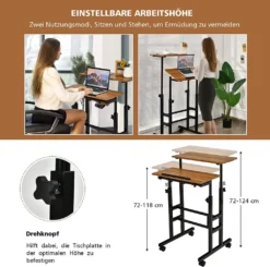 COSTWAY Sitz-Steh Schreibtisch Höhenverstellbar Auf Rollen, Mobiler Stehschreibtisch Mit 2-stufiger Computerarbeitsplatz, Laptoptisch Workstation Für Zuhause & Büro, Braun -VIDAXL || HOMCOM Verkäufe 2347d283f86ebf0731c740fdf7176d83