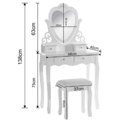 WOLTU Schminktisch Kosmetiktisch Frisiertisch Mit Spiegel Und Hocker 4 Schubladen 74,5 X 138 X 40cm, Weiß -VIDAXL || HOMCOM Verkäufe 2564514af5077c9c9e059382a65977b3