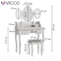 Vicco Schminktisch Diana + Hocker Weiß 85 X 147 X 40 Cm Holzwerkstoff -VIDAXL || HOMCOM Verkäufe 261bf82a3155dacd4a07ba1677626b8a
