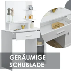 Juskys Schminktisch Zoey Weiß - Frisiertisch Mit Spiegel, Schublade, Fächer & Schrank - Kosmetiktisch Für Damen Und Mädchen -VIDAXL || HOMCOM Verkäufe 262563e80114041895feb75b3c125166