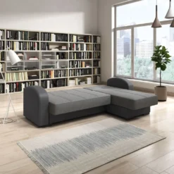 Inter Handels Ecksofa Alaska Grau Mit Bettkasten Und Schlaffunktion | L-Couch Aus Kunstleder Und Webstoff -VIDAXL || HOMCOM Verkäufe 2673ce235c2313fb1550a8eeba350997