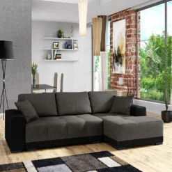 Mirjan24 Ecksofa Dallas, Elegante Eckcouch Mit Bettkasten Und Schlaffunktion, Polstersofa, Polstergarnitur, Wohnlandschaft (Seite: Rechts, Alova 04 + Alova 36)