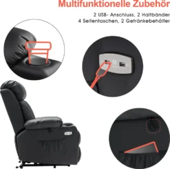 MCombo Elektrische Aufstehhilfe Fernsehsessel Relaxsessel Echtleder 7190BK -VIDAXL || HOMCOM Verkäufe 270776f606e645e3cfaeed1e4baf4081