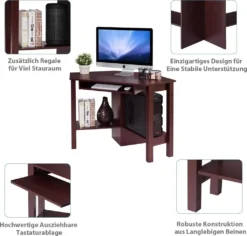 COSTWAY Schreibtisch Computerschreibtisch Computertisch Eckschreibtisch Winkelschreibtisch Bürotisch Corner Table Ecktisch Arbeitstisch Tastaturauszug 120 X 60 X 77cm (Braun) -VIDAXL || HOMCOM Verkäufe 274ee1428d437a2135f70b12a392a698