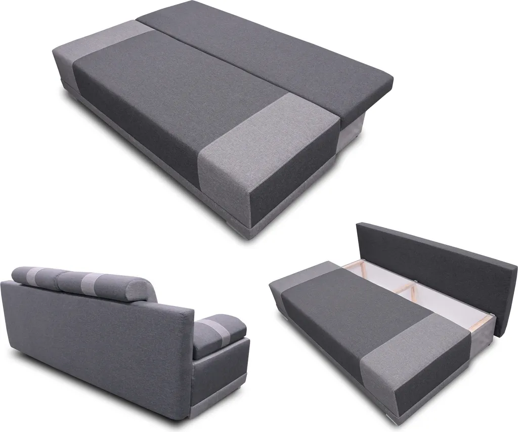 Sofa Mit Schlaffunktion Imola - Schlafsofa Mit Bettkasten, Couch, Bettsofa, Polstersofa, Klappsofa, Sofagarnitur (Grau (Sawana 05 + Sawana 21)) 2 Sofa Mit Schlaffunktion Imola - Schlafsofa Mit Bettkasten, Couch, Bettsofa, Polstersofa, Klappsofa, Sofagarnitur (Grau (Sawana 05 + Sawana 21)) – Bild 2
