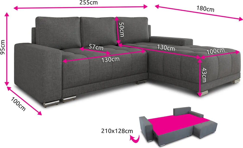 Ecksofa Pavo Mit Schlaffunktion Und Bettkasten - L-Form Couch Mit Bonell-Federkern, Polsterecke, Couchgarnitur, Eckcouch, Sofa, Sofagarnitur (Sawana 05) 5 Ecksofa Pavo Mit Schlaffunktion Und Bettkasten - L-Form Couch Mit Bonell-Federkern, Polsterecke, Couchgarnitur, Eckcouch, Sofa, Sofagarnitur (Sawana 05) – Bild 5