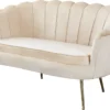 SalesFever Muschel-Sofa | Bezug Samt-Stoff | Gestell Metall Goldfarben | B 136 X T 76 X H 78 Cm | Beige