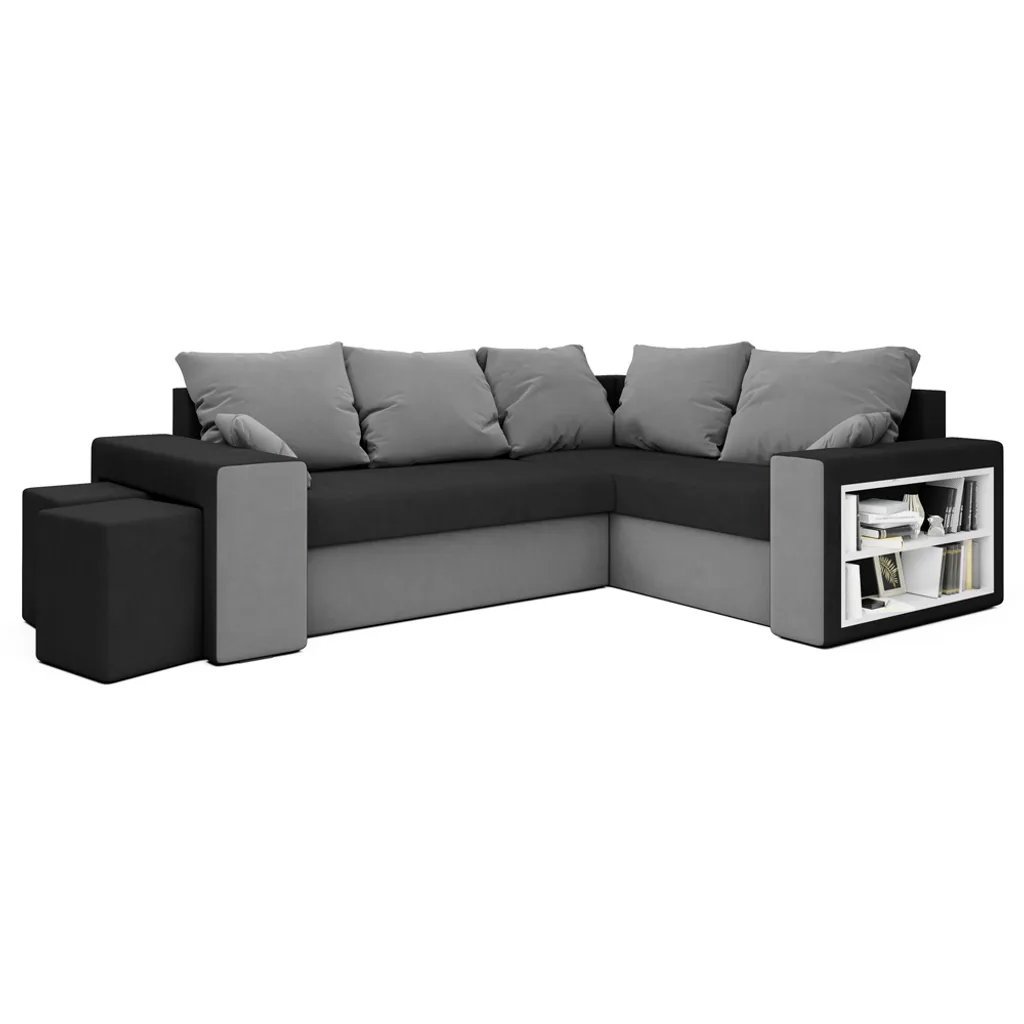 Selsey Ecksofa JORRE - Eckcouch In L-Form In Schwarz / Dunkelgrau, Mit Ottomane Rechts, Schlaffunktion, Bettkasten Und Kissen, 260 Cm Breit 2 Selsey Ecksofa JORRE - Eckcouch In L-Form In Schwarz / Dunkelgrau, Mit Ottomane Rechts, Schlaffunktion, Bettkasten Und Kissen, 260 Cm Breit – Bild 2