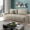 FURNIX Sofa MUSCHIO 3-Sitzer Schlafsofa Mit Schlaffunktion Bettkasten Und Kissen BEIGE Couch AL03