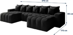 Selsey Ecksofa BATILO U - Eckcouch In Schwarz Mit Schlaffunktion, Bettkasten Und Abnehmbaren Rückenkissen, 370 Cm Breit -VIDAXL || HOMCOM Verkäufe 2b851b8297d8f70ba8bcd54850aea0c3