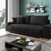 GRAINGOLD Isko 3-er Sofa - Bettsofa, Schlafsofa - Schlaffunktion & Bettkasten - Schwarz