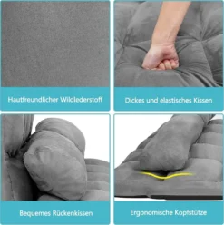 COSTWAY Schlafsofa Mit 2 Kissen, Sofabett Mit 6 Stufig Verstellbarer Rücklehne, Lazy Sofa Klappbar, Bodensofa Für Schlafzimmer, Wohnzimmer Und Balkon Grau -VIDAXL || HOMCOM Verkäufe 2e53437d39c9d8dc80d1040526ae8e18