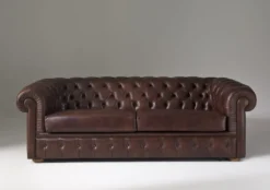 JV Möbel Chesterfield Sofa 3 Sitzer Schlafsofa + Bettfunktion Leder Sofas