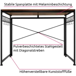 Tectake Schreibtisch Paterson Klappbar 102x51x77cm - Industrial Dunkelbraun -VIDAXL || HOMCOM Verkäufe 300f00fb26b829fbd5fbe83461e870aa
