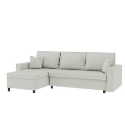 Selsey Ecksofa DERDURA - Schlafcouch Mit Wasserbeständigem Veloursbezug In Melange Creme, Bettkasten, Ottomane Beidseitig Montierbar, 230 Cm Breit -VIDAXL || HOMCOM Verkäufe 317e8653f4e9058c46de9e5b77cfdd72