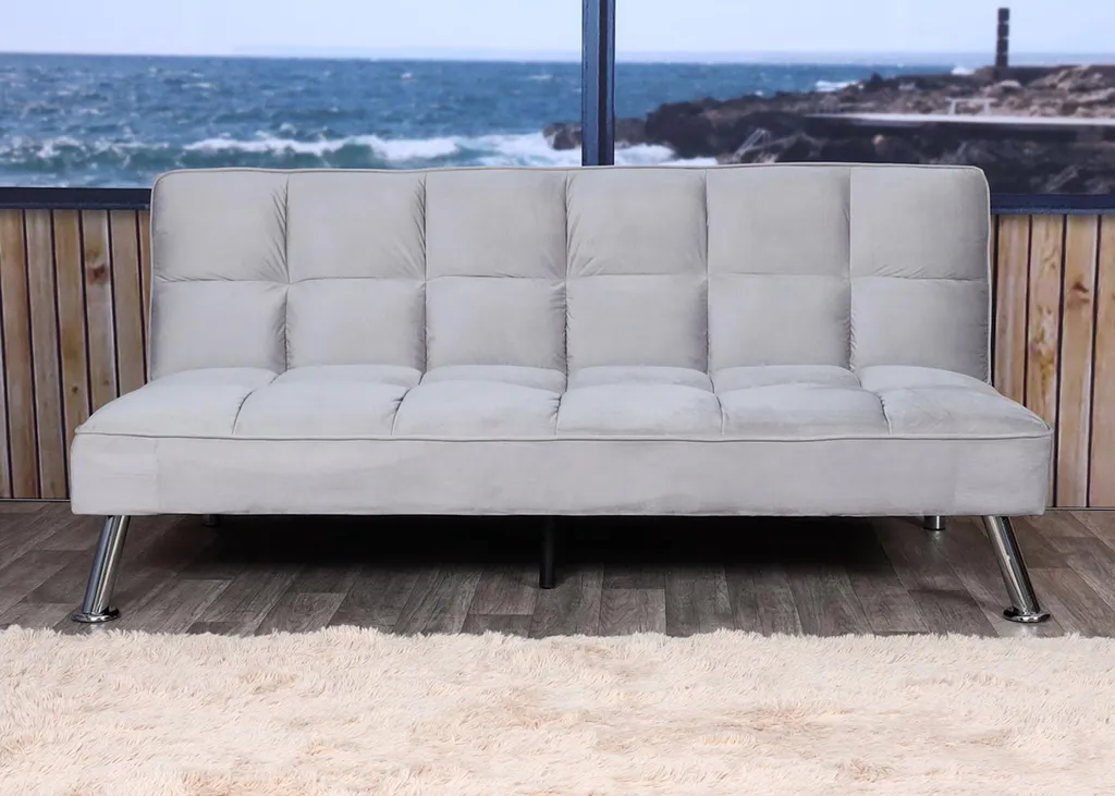 Sofa HWC-K21, Klappsofa Couch Schlafsofa, Nosagfederung Schlaffunktion Liegefläche 187x107cm Samt, Grau 9 Sofa HWC-K21, Klappsofa Couch Schlafsofa, Nosagfederung Schlaffunktion Liegefläche 187x107cm Samt, Grau – Bild 9