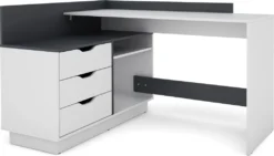 ByLIVING Eckschreibtisch Belfast, Wahlweise Rechts Oder Links Montierbar, 129 X 105 Cm, H 83,5 Cm, In Weiß