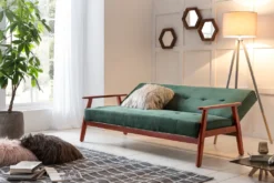 SalesFever Schlafsofa Mit Armlehnen | 3 Funktionen | Stoffbezug Samt-Optik | Gestell Holz Eukalyptus| B 190 X T 85 X H 81 Cm | Tannengrün -VIDAXL || HOMCOM Verkäufe 329e9f61332f9765a96a32714b5775fd