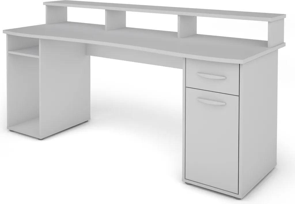 ByLIVING Schreibtisch Fantastic, 180x65 Cm, Melamin Weiß, Griffe Kunststoff Silberfarben 1 ByLIVING Schreibtisch Fantastic, 180x65 Cm, Melamin Weiß, Griffe Kunststoff Silberfarben