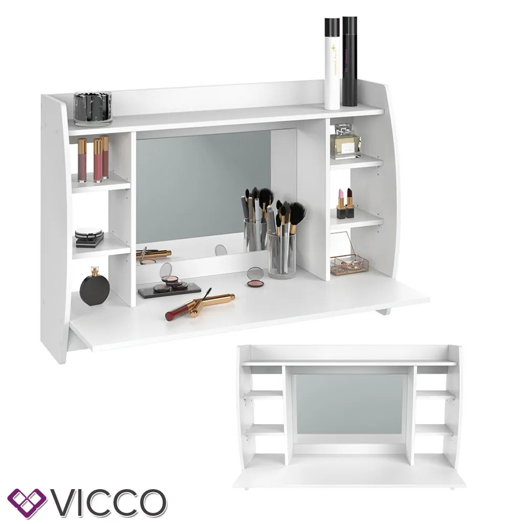 VICCO Wandschminktisch Max Frisiertisch Frisierkommode Schminktisch Weiß 6 VICCO Wandschminktisch Max Frisiertisch Frisierkommode Schminktisch Weiß – Bild 6