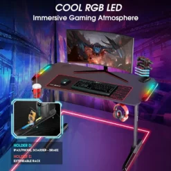 Dripex Gaming Tisch Mit LED, Ergonomischer Schreibtisch Mit Mauspad, Getränke-, Gamepad- Und Kopfhörerhalter, Kohlefaser-Desktop 11 Dripex Gaming Tisch Mit LED, Ergonomischer Schreibtisch Mit Mauspad, Getränke-, Gamepad- Und Kopfhörerhalter, Kohlefaser-Desktop -VIDAXL || HOMCOM Verkäufe 33712a11a3752e62d182d54b26da2245