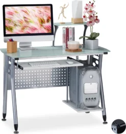 Relaxdays Moderner Computertisch Mit Glasplatte