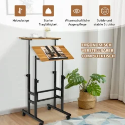 COSTWAY Sitz-Steh Schreibtisch Höhenverstellbar Auf Rollen, Mobiler Stehschreibtisch Mit 2-stufiger Computerarbeitsplatz, Laptoptisch Workstation Für Zuhause & Büro, Braun -VIDAXL || HOMCOM Verkäufe 33d880ac8290241d1efaea06163f96cf