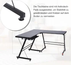 HOMCOM Computertisch Schreibtisch Flexible Arbeitsstation MDF Stahl Schwarz 210 X 50 X 73,5 Cm -VIDAXL || HOMCOM Verkäufe 34166d86cee14ed5501c350f2c7167da