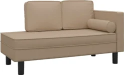 VidaXL Chaiselongue Mit Kissen Und Nackenrolle Cappuccino Kunstleder