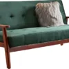 SalesFever Schlafsofa Mit Armlehnen | 3 Funktionen | Stoffbezug Samt-Optik | Gestell Holz Eukalyptus| B 190 X T 85 X H 81 Cm | Tannengrün
