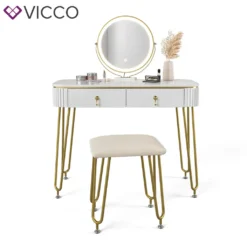 Vicco Schminktisch + LED + Hocker Grace Weiß 100 X 78,5 X 40 Cm Holzwerkstoff -VIDAXL || HOMCOM Verkäufe 362785a0326c0c0f4d3aad6bd2e845eb