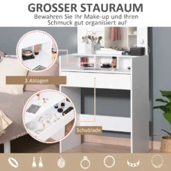 HOMCOM Schminktisch Kosmetiktisch Mit LED Spiegel Schublade 3 Ablagefächern Weiß 70 X 40 X 160 Cm 13 HOMCOM Schminktisch Kosmetiktisch Mit LED Spiegel Schublade 3 Ablagefächern Weiß 70 X 40 X 160 Cm -VIDAXL || HOMCOM Verkäufe 36c699a4ad9b8418c714238e10850a81