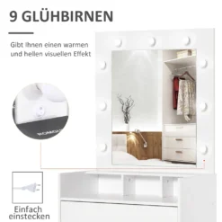 HOMCOM Schminktisch Kosmetiktisch Mit LED Spiegel Schublade 3 Ablagefächern Weiß 70 X 40 X 160 Cm 11 HOMCOM Schminktisch Kosmetiktisch Mit LED Spiegel Schublade 3 Ablagefächern Weiß 70 X 40 X 160 Cm -VIDAXL || HOMCOM Verkäufe 371dc3d376dba352ad987981094d86ab