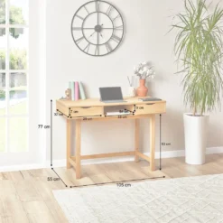 Schreibtisch SALSA Mit 2 Schubladen, Schmaler Laptoptisch Aus Kiefer Massiv, Moderner Computertisch Mit Aufbewahrung -VIDAXL || HOMCOM Verkäufe 375e8f5aacd8522880307fa062e36d06