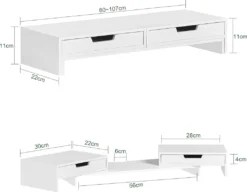 SoBuy BBF04-W Design Monitorerhöhung Für 2 Monitore Bildschirmständer Schreibtischaufsatz Mit 2 Schubladen Weiß BHT Ca.: 60-107x11x22cm 12 SoBuy BBF04-W Design Monitorerhöhung Für 2 Monitore Bildschirmständer Schreibtischaufsatz Mit 2 Schubladen Weiß BHT Ca.: 60-107x11x22cm -VIDAXL || HOMCOM Verkäufe 380291b459eb34f3b1893a7edbd3100b