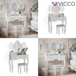 Vicco Schminktisch Diana + Hocker Weiß 85 X 147 X 40 Cm Holzwerkstoff -VIDAXL || HOMCOM Verkäufe 380968bfca13ed1bfe6755547b873149