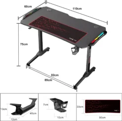 Dripex Gaming Tisch Mit LED, Ergonomischer Schreibtisch Mit Mauspad, Getränke-, Gamepad- Und Kopfhörerhalter, Kohlefaser-Desktop 14 Dripex Gaming Tisch Mit LED, Ergonomischer Schreibtisch Mit Mauspad, Getränke-, Gamepad- Und Kopfhörerhalter, Kohlefaser-Desktop -VIDAXL || HOMCOM Verkäufe 380f9957cadc0091abd258b1b82c44ee