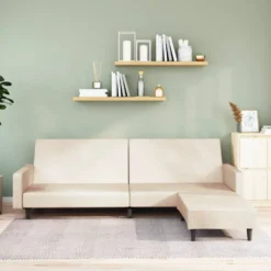VidaXL Schlafsofa 2-Sitzer Mit Fußhocker Creme Samt -VIDAXL || HOMCOM Verkäufe 381b5847298abc471a861fcd2acf3c86