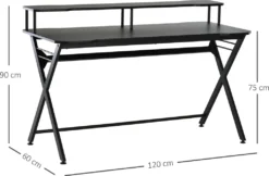 HOMCOM Gaming-Tisch Schreibtisch Mit Kopfhörerhaken Computertisch Stahl + MDF Schwarz 120 X 60 X 90 Cm -VIDAXL || HOMCOM Verkäufe 3888c26d2b9bd14876ea648e2df68823