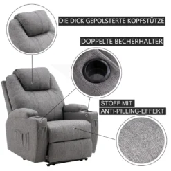 MCombo Elektrisch Relaxsessel Massagesessel Fernsehsessel Heizung Stoff 7061DE -VIDAXL || HOMCOM Verkäufe 394c46e84dfbff1d3badde901b9acf22