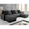Selsey Ecksofa TOLMA - Eckcouch In Dunkelgrau / Schwarz, U-Form Mit Schlaffunktion, Bettkasten Und Kissen, 288 Cm Breit