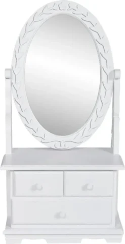 VidaXL Schminktisch Mit Ovalem Schwenkspiegel MDF