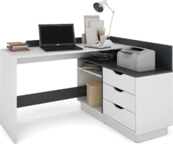 ByLIVING Eckschreibtisch Belfast, Wahlweise Rechts Oder Links Montierbar, 129 X 105 Cm, H 83,5 Cm, In Weiß -VIDAXL || HOMCOM Verkäufe 3a8db15047d00c4f7ece2e68fe676f35